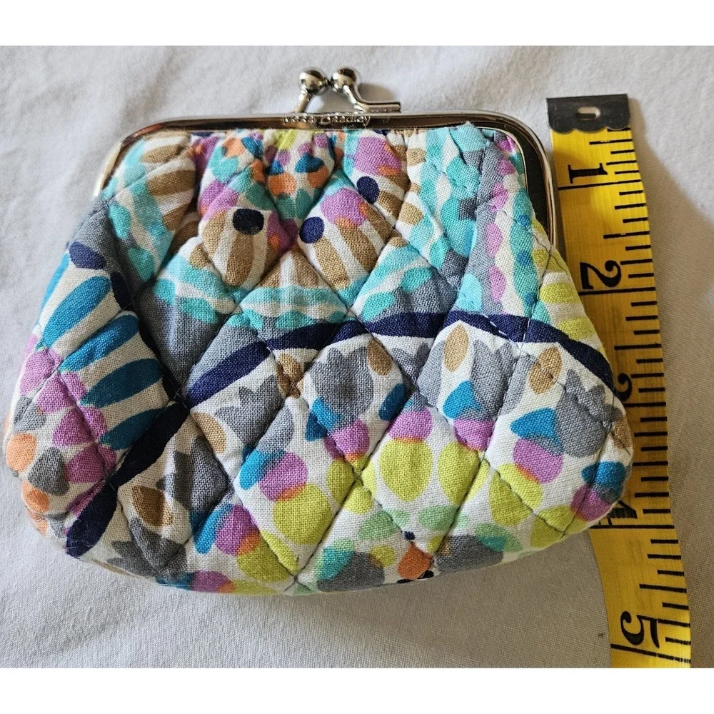 Vera Bradley Kiss Lock Coin Purse Quilted Multicolor Floral Change Wallet Clutch - Picture 6 of 6
